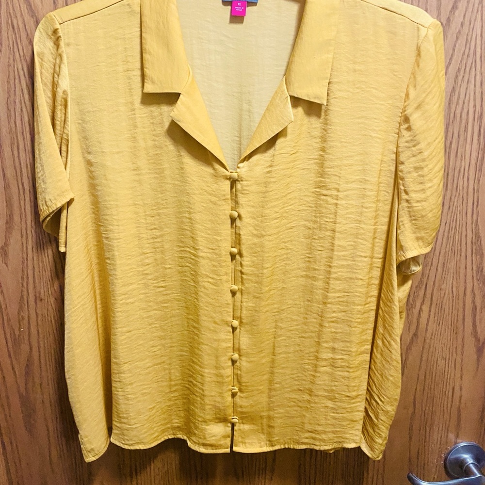 Dressy top Mustard color XL draw string in back
